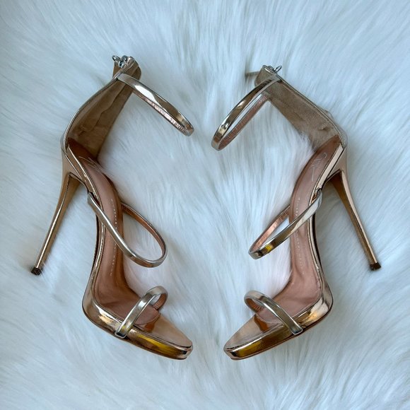 Giuseppe Zanotti Women's Rose Gold Metallic Leather Harmony Sandals Size 38.5 - Picture 5 of 9